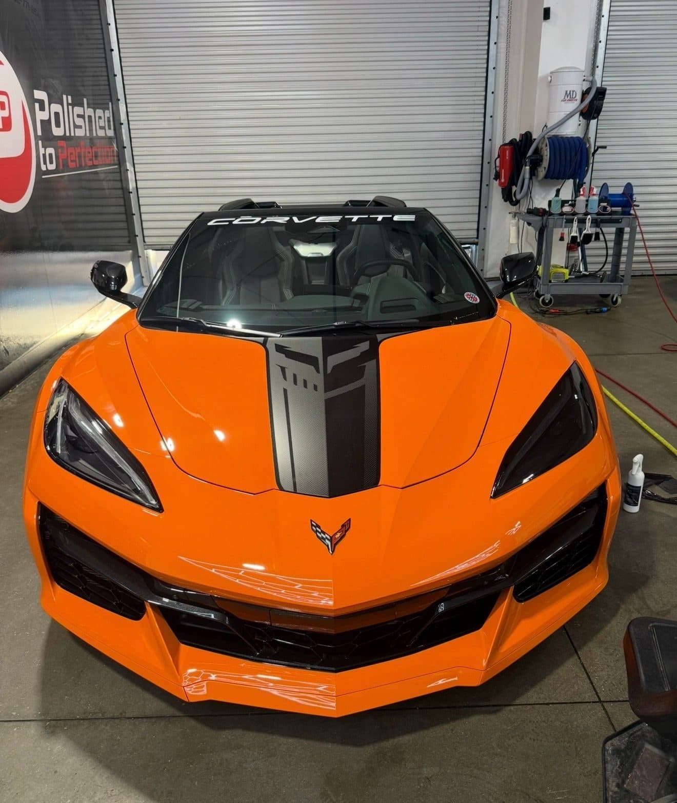 Orange Corvette with paint protection film