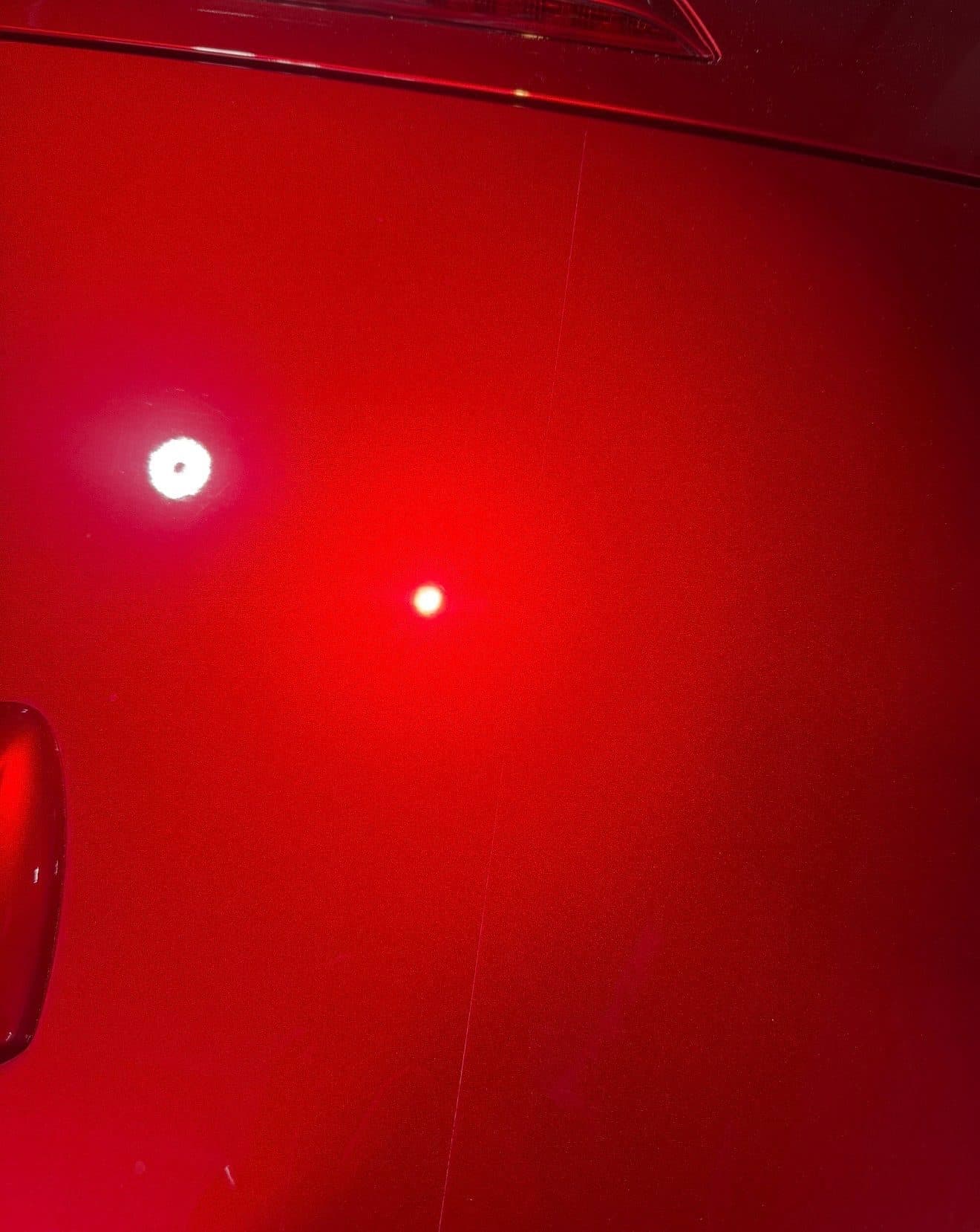 The same red paint after correction