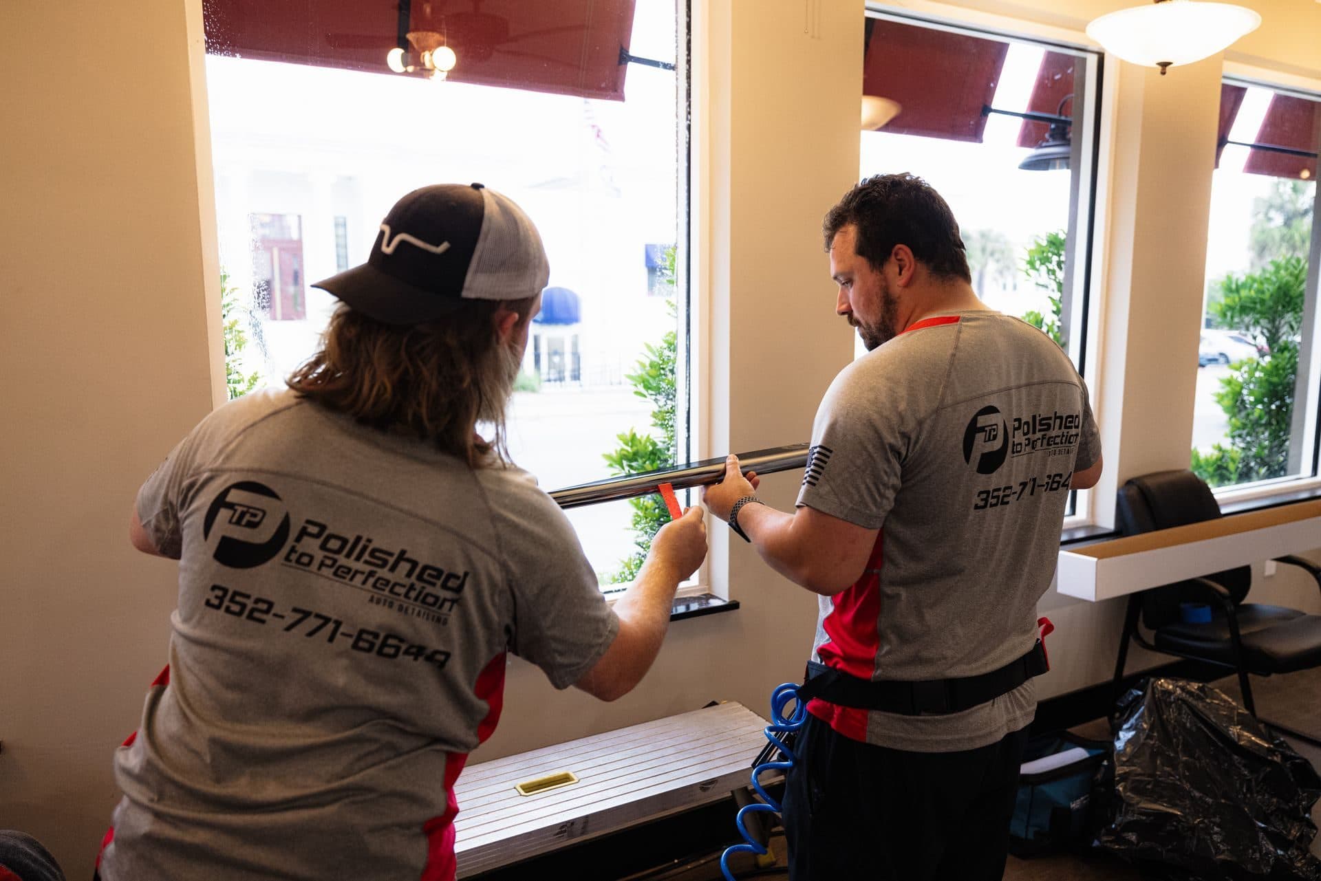 Our crew installing window film